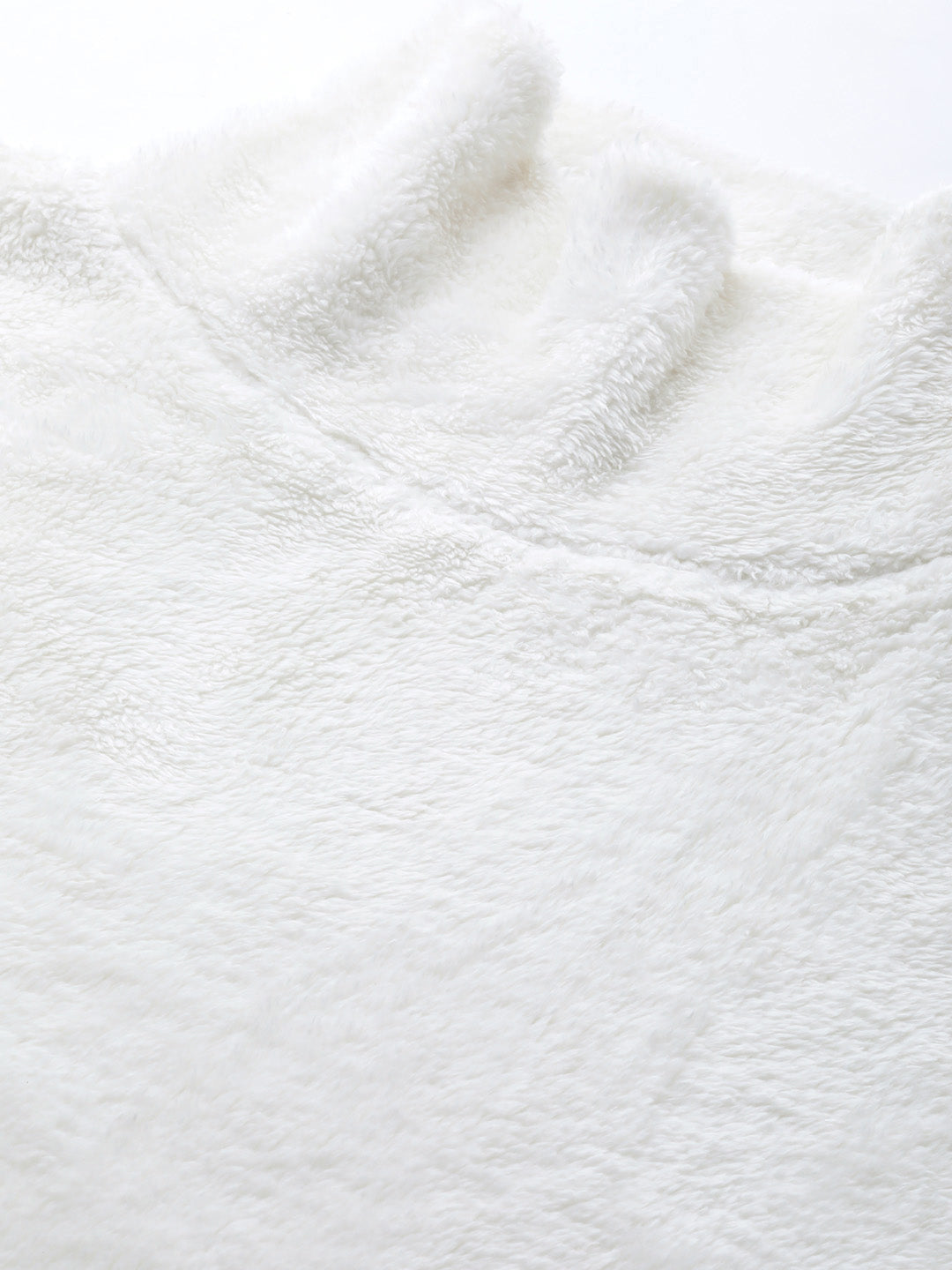 White High Neck Faux Fur Sweatshirt-SASSAFRAS