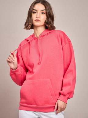 Pink Fleece Oversized Hoodie-SASSAFRAS