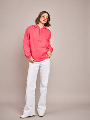 Pink Fleece Oversized Hoodie-SASSAFRAS