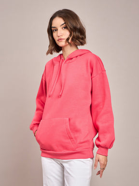 Pink Fleece Oversized Hoodie-SASSAFRAS