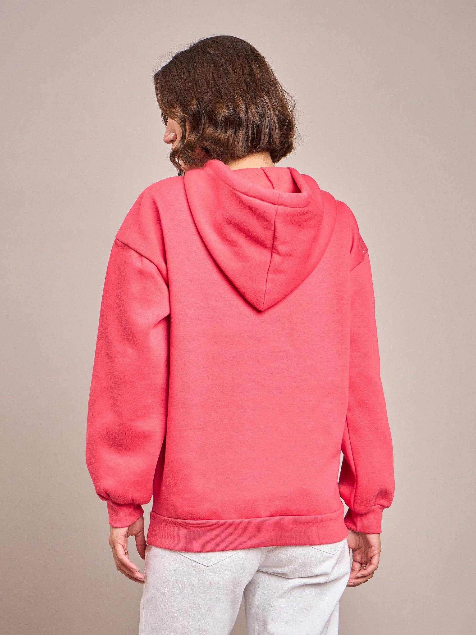 Pink Fleece Oversized Hoodie-SASSAFRAS