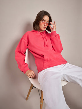 Pink Fleece Oversized Hoodie-SASSAFRAS