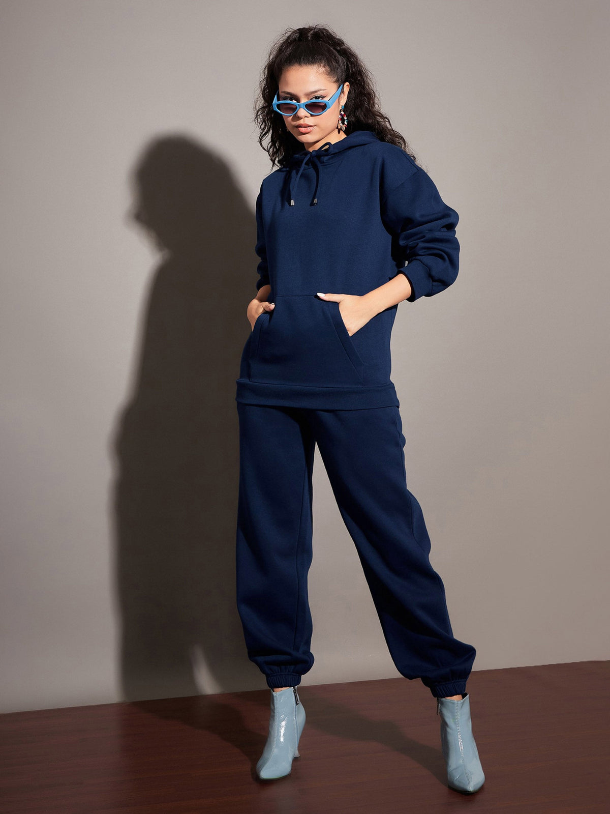 Navy Fleece Hoodie With Joggers-SASSAFRAS