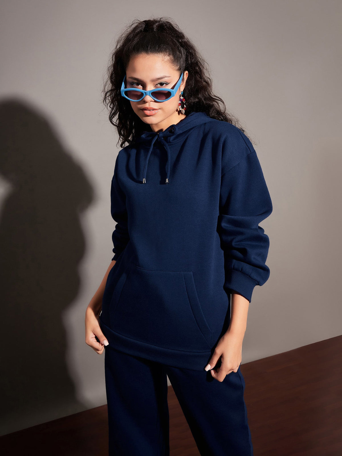 Navy Fleece Hoodie With Joggers-SASSAFRAS