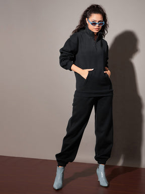 Black Fleece Sweatshirt With Joggers-SASSAFRAS