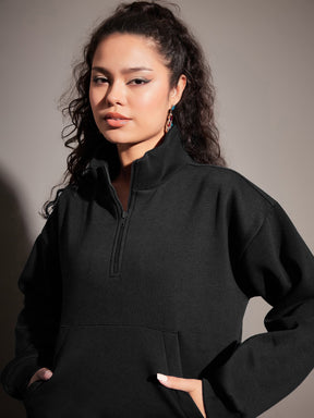 Black Fleece Sweatshirt With Joggers-SASSAFRAS