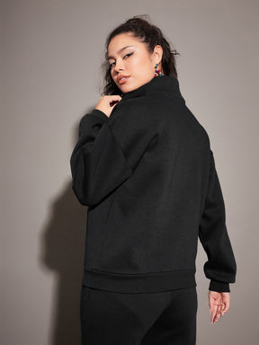 Black Fleece Sweatshirt With Joggers-SASSAFRAS