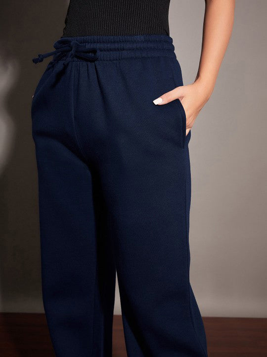 Navy Fleece Front Zipper Sweatshirt With Joggers-SASSAFRAS