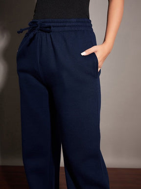 Navy Fleece Sweatshirt With Track Pants-SASSAFRAS