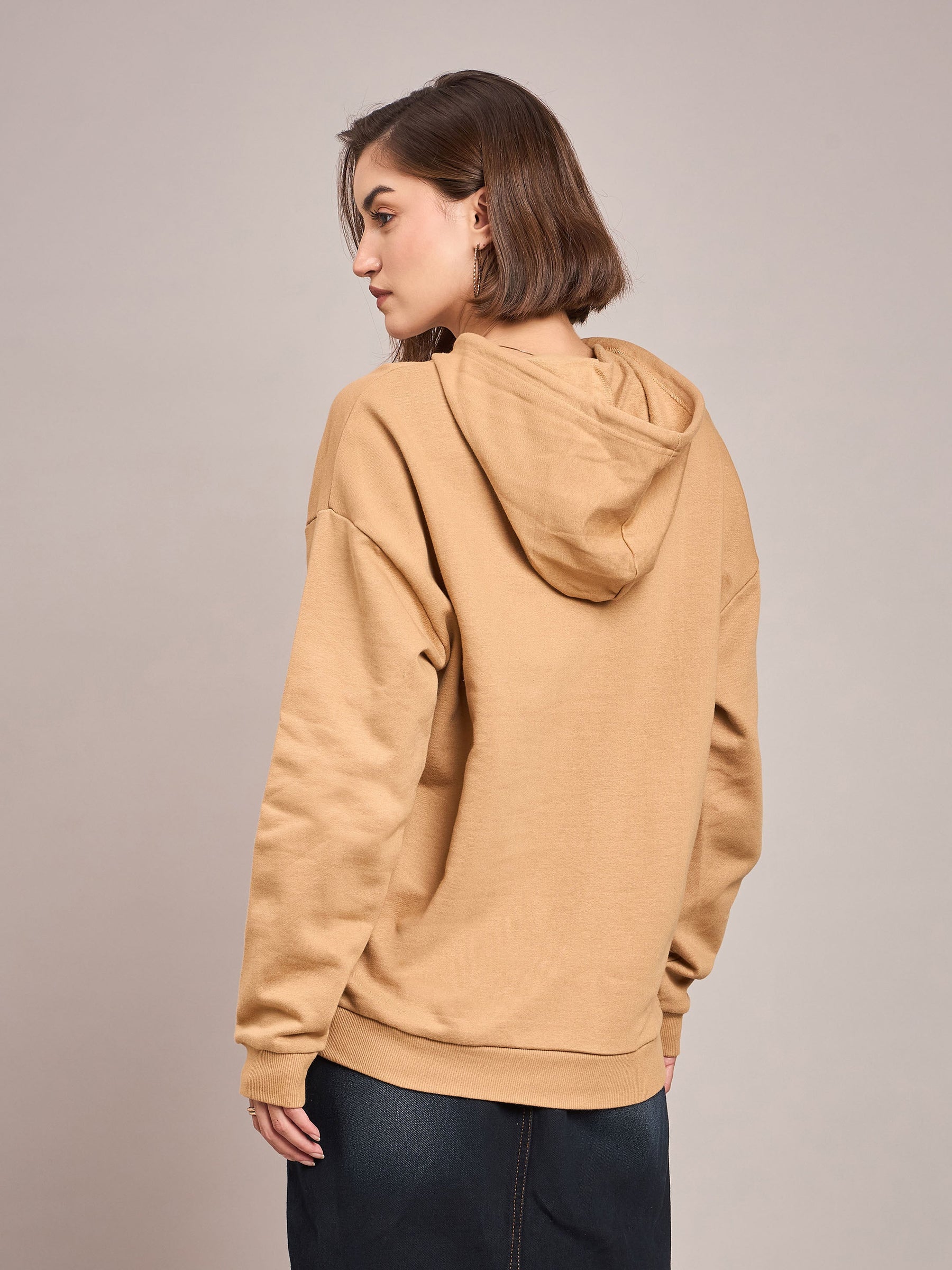 Beige ART Printed Hoodie-SASSAFRAS