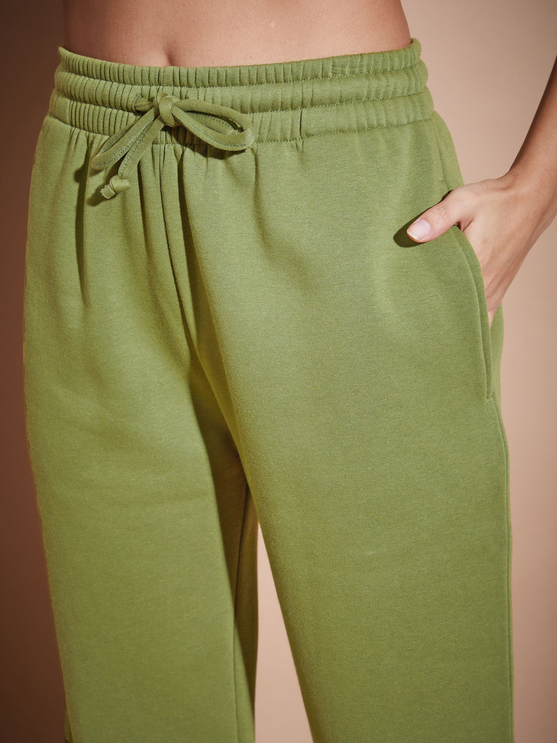 Olive Premium Fleece Oversized Sweatshirt With Joggers-SASSAFRAS