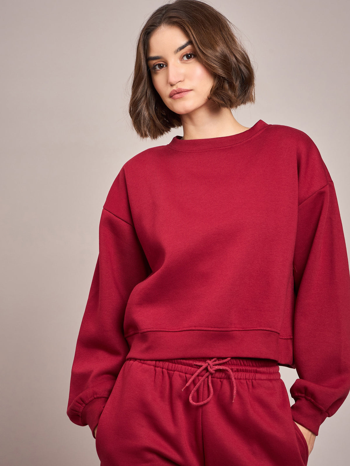 Maroon Premium Fleece Oversized Sweatshirt-SASSAFRAS