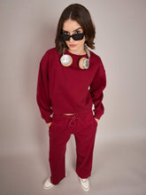 Maroon Premium Fleece Oversized Sweatshirt With Track Pant-SASSAFRAS