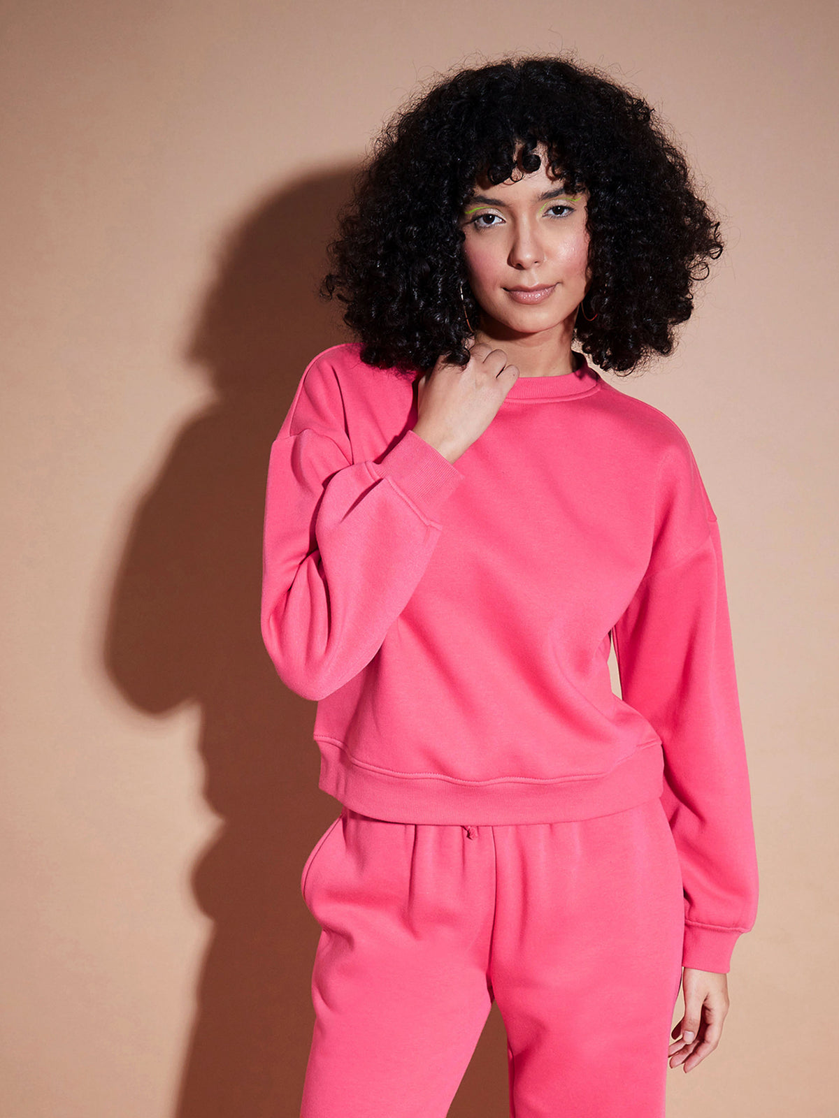 Women Pink Premium Fleece Oversized Sweatshirt