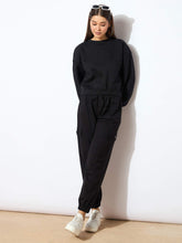 Black Fleece Oversized Sweatshirt With Jogger-SASSAFRAS