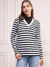 Black & White Striped Sweater-SASSAFRAS