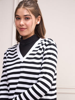 Black & White Striped Sweater-SASSAFRAS