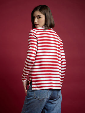 Red & White Striped Sweater-SASSAFRAS