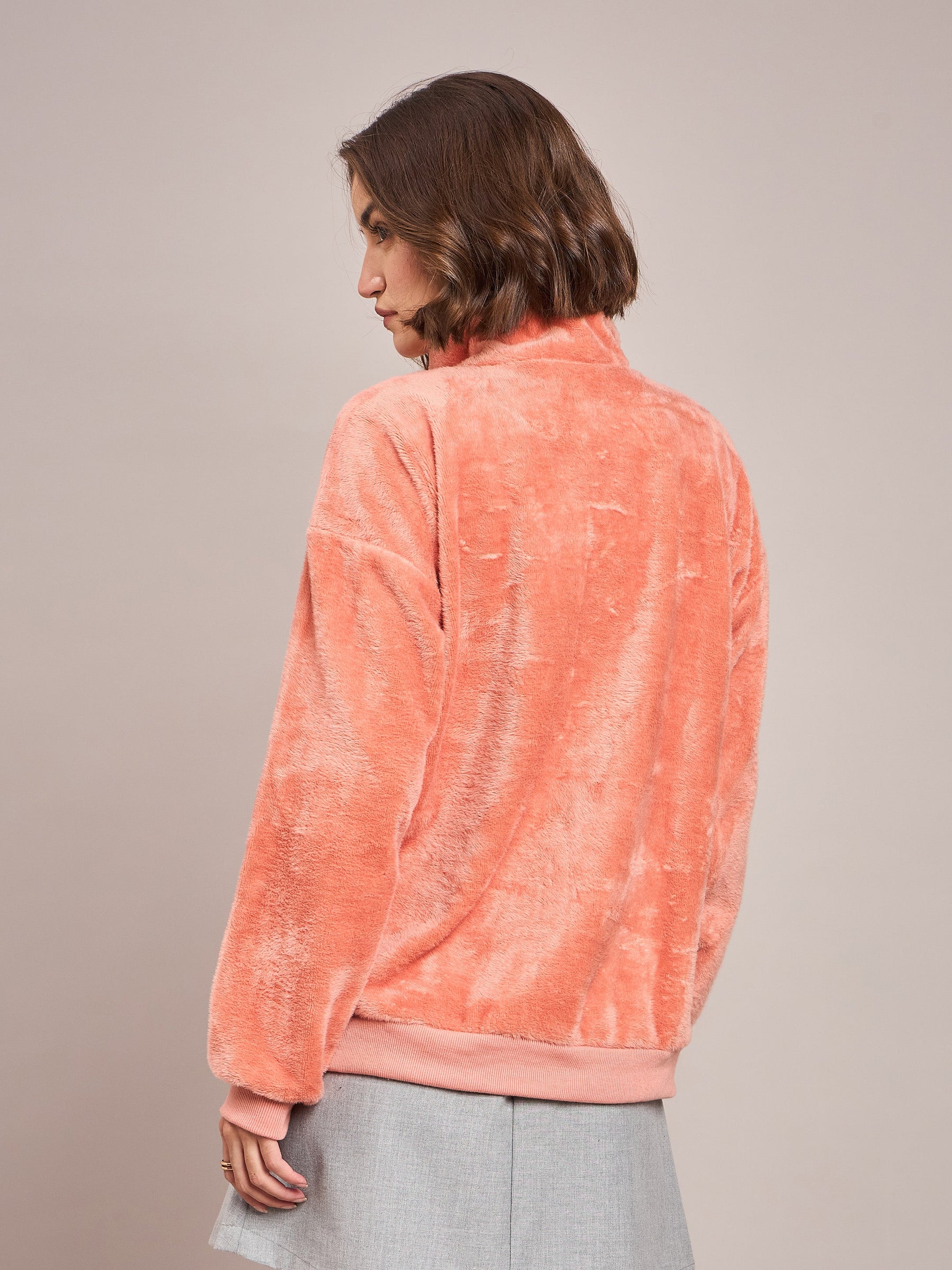 Pink Fur CALIFORNIA Embroidered High Neck Sweatshirt-SASSAFRAS