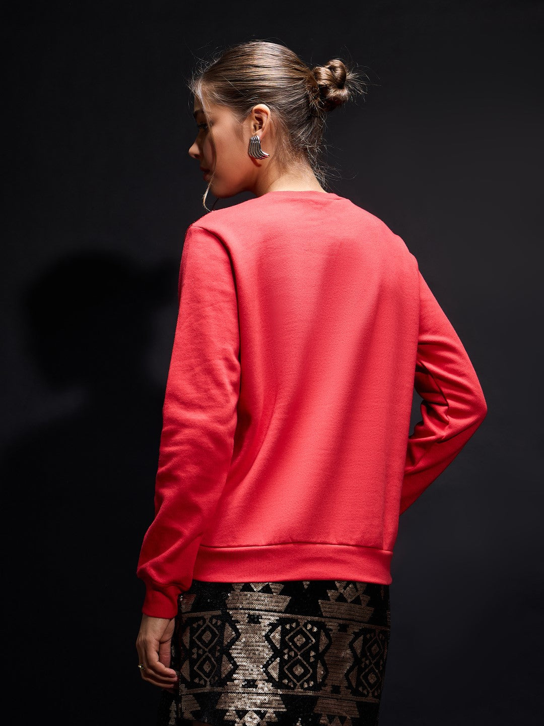 Red Sequin Oversized Sweatshirt-SASSAFRAS