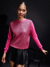 Pink Sequin Oversized Sweatshirt-SASSAFRAS