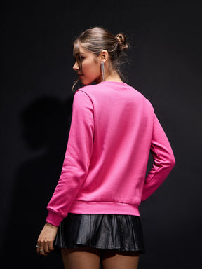 Pink Sequin Oversized Sweatshirt-SASSAFRAS