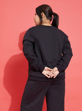 Black TORONTO Fleece Sweatshirt-SASSAFRAS Curve