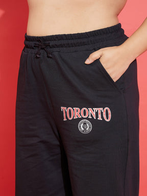 Black TORONTO Fleece Sweatshirt With Track Pants-SASSAFRAS Curve