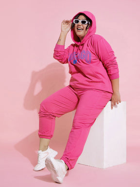 Pink CHICAGO Fleece Hoodie-SASSAFRAS Curve