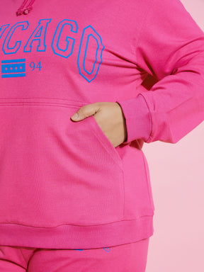 Pink CHICAGO Fleece Hoodie-SASSAFRAS Curve