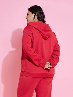 Red NEW YOKE Fleece Hoodie -SASSAFRAS Curve