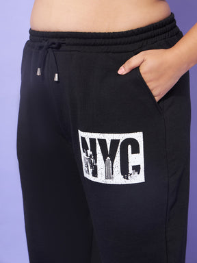 Black Fleece NYC Hoodie With Track Pants-SASSAFRAS Curve