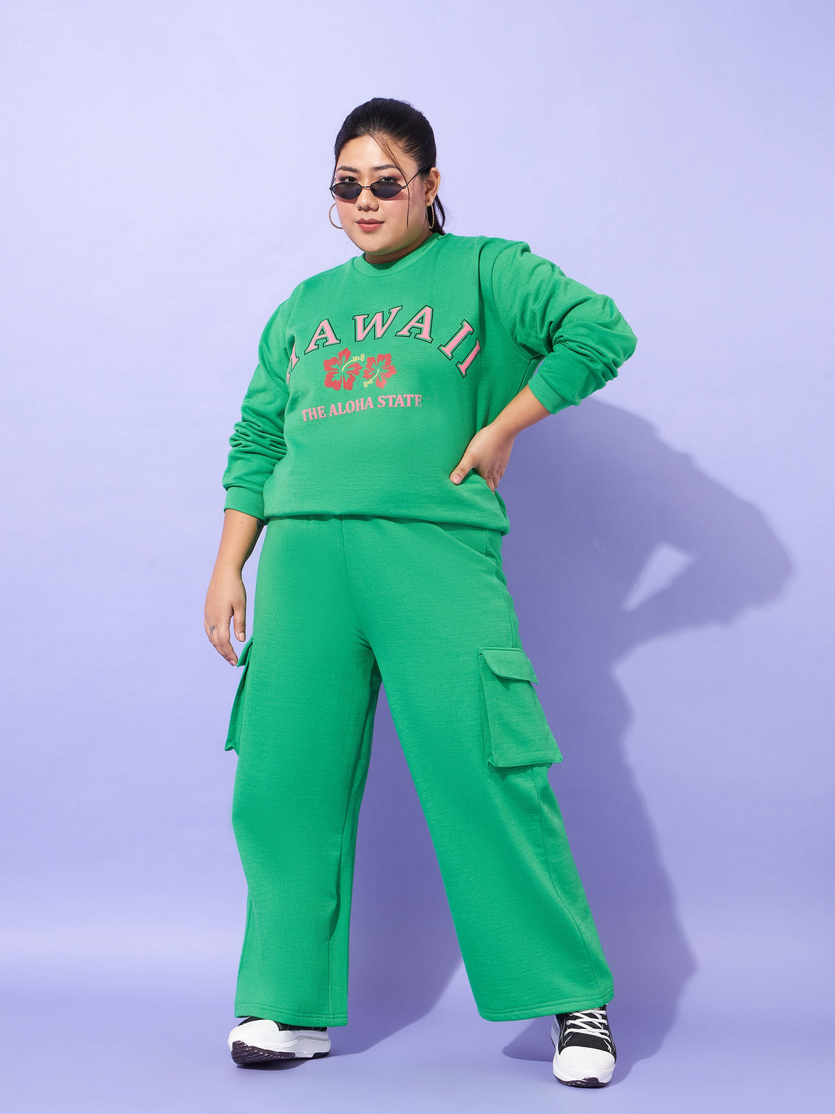 Green Fleece HAWAII Sweatshirt -SASSAFRAS Curve