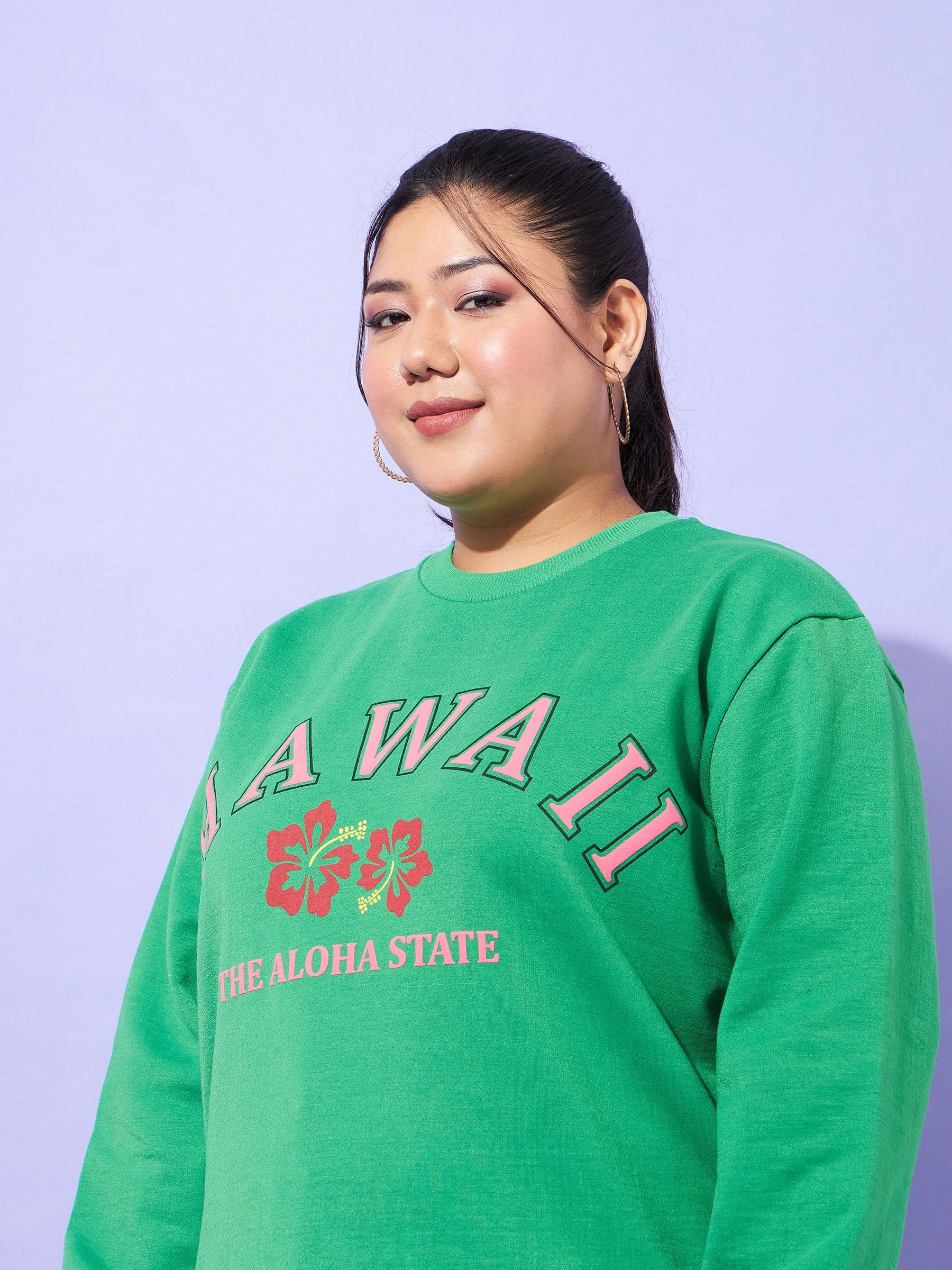 Green Fleece HAWAII Sweatshirt -SASSAFRAS Curve