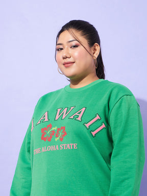 Green Fleece HAWAII Sweatshirt With Track Pants-SASSAFRAS Curve