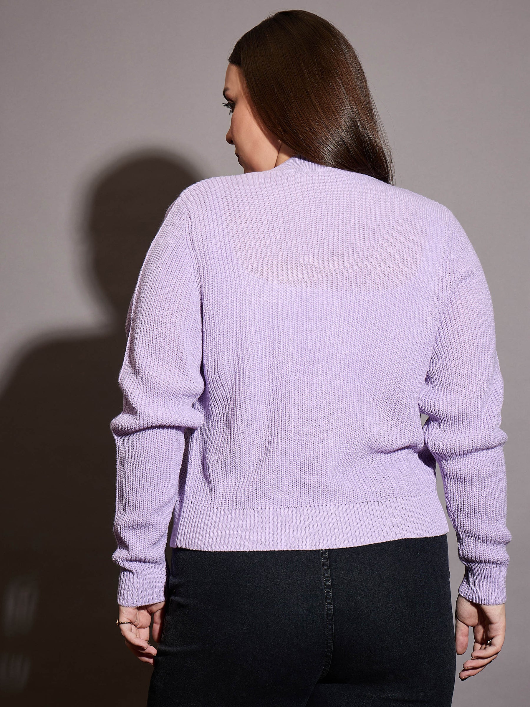 Curve Lavender Front Button Cardigan-SASSAFRAS Curve