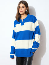 Blue And White Polo Neck Sweater -SASSAFRAS