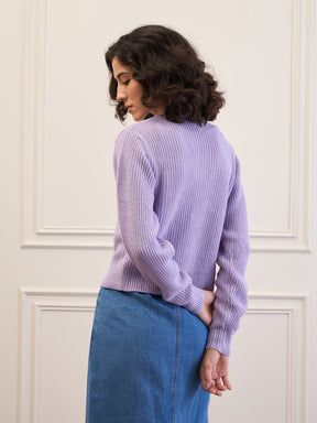 Lavender Front Button Cardigan -SASSAFRAS