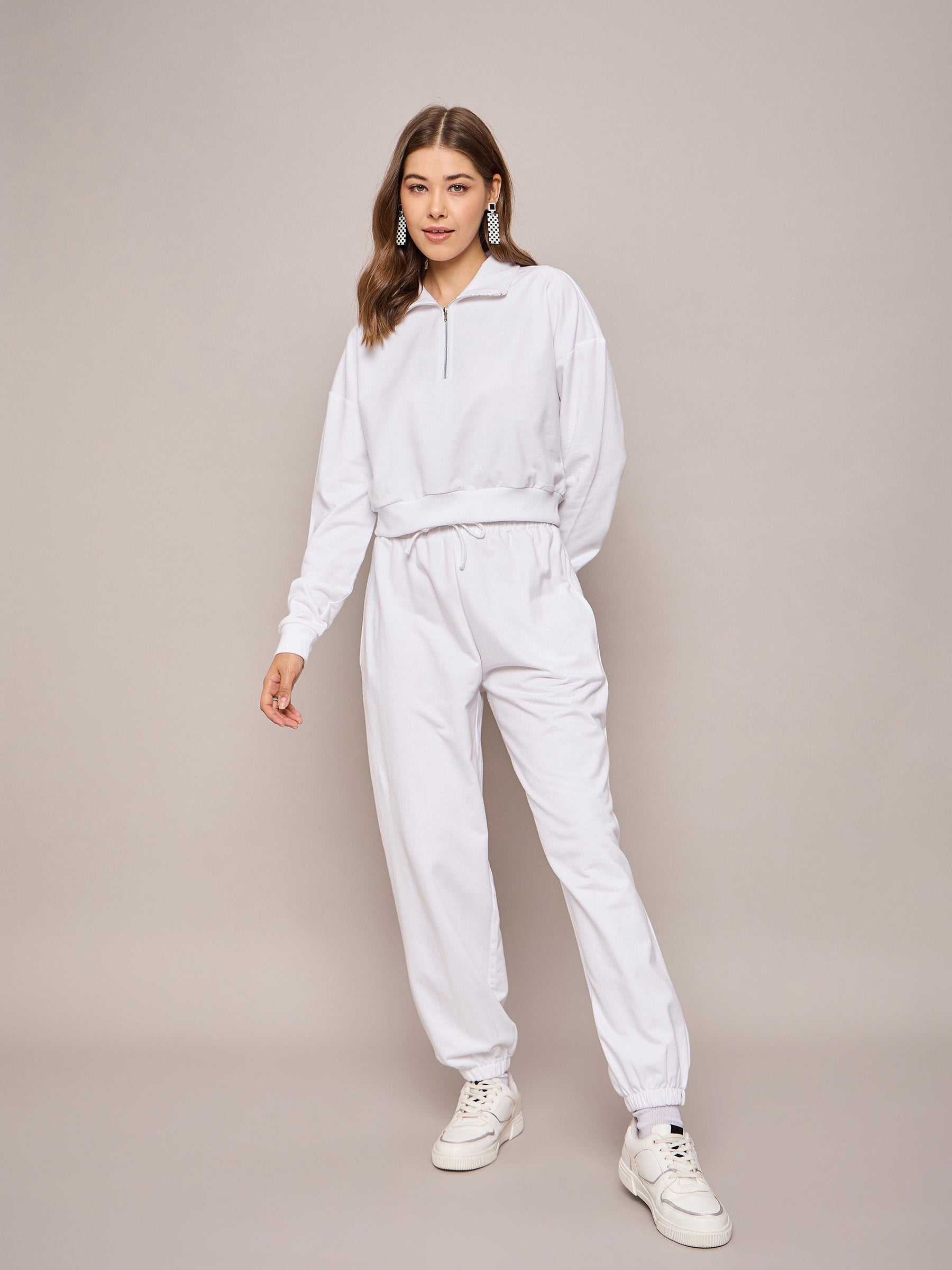 White Terry Oversized Zipper Sweatshirt-SASSAFRAS BASICS