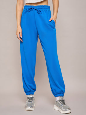 Royal Blue Terry Oversized Zipper Sweatshirt With Baggy Joggers-SASSAFRAS BASICS