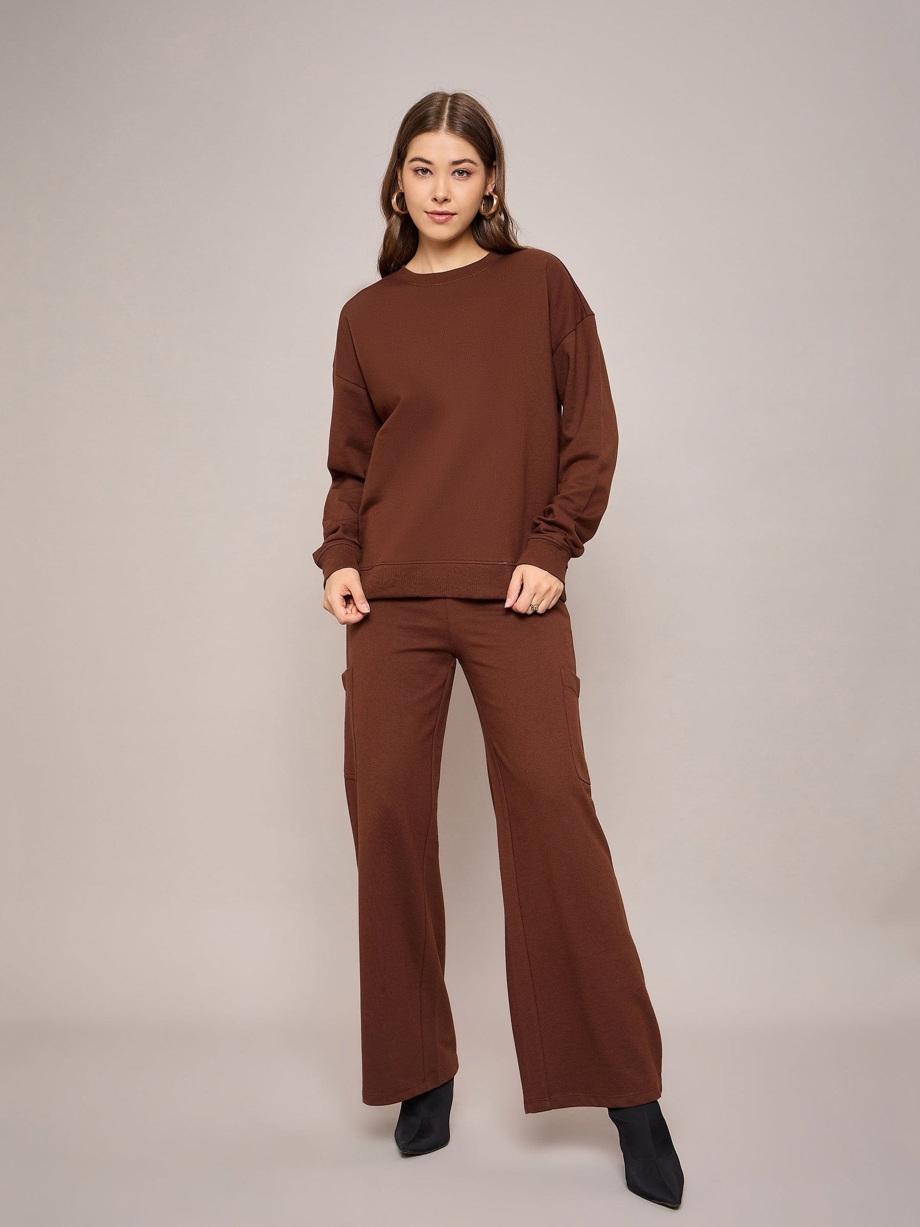 Brown Terry Oversized Sweatshirt-SASSAFRAS BASICS