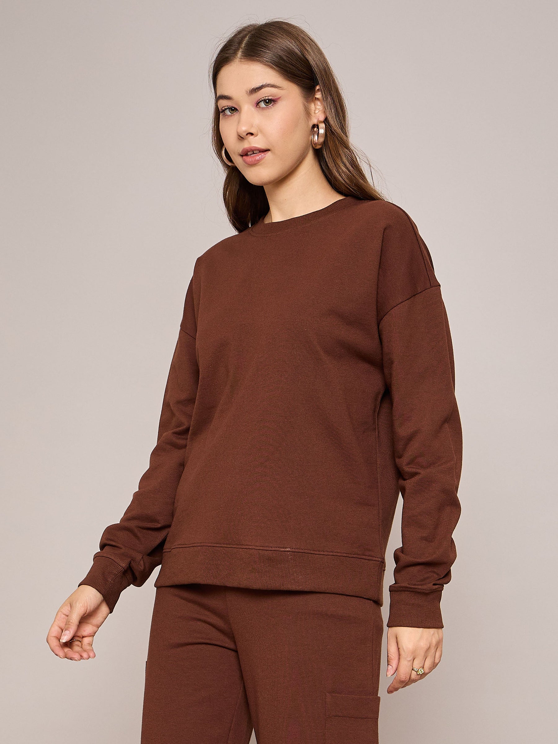 Brown Terry Oversized Sweatshirt-SASSAFRAS BASICS