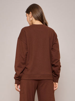 Brown Terry Oversized Sweatshirt-SASSAFRAS BASICS