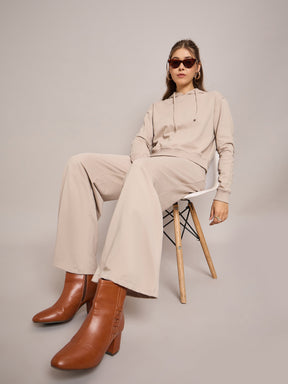 Taupe Terry Regular Hoodie With Terry Pants-SASSAFRAS BASICS