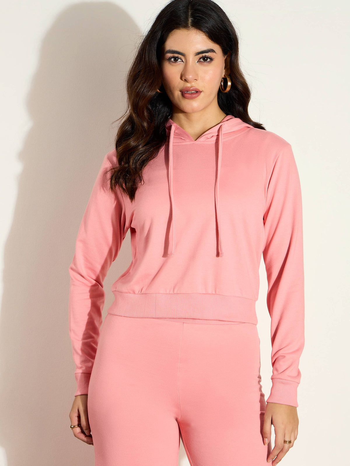 Pink Terry Regular Hoodie-SASSAFRAS