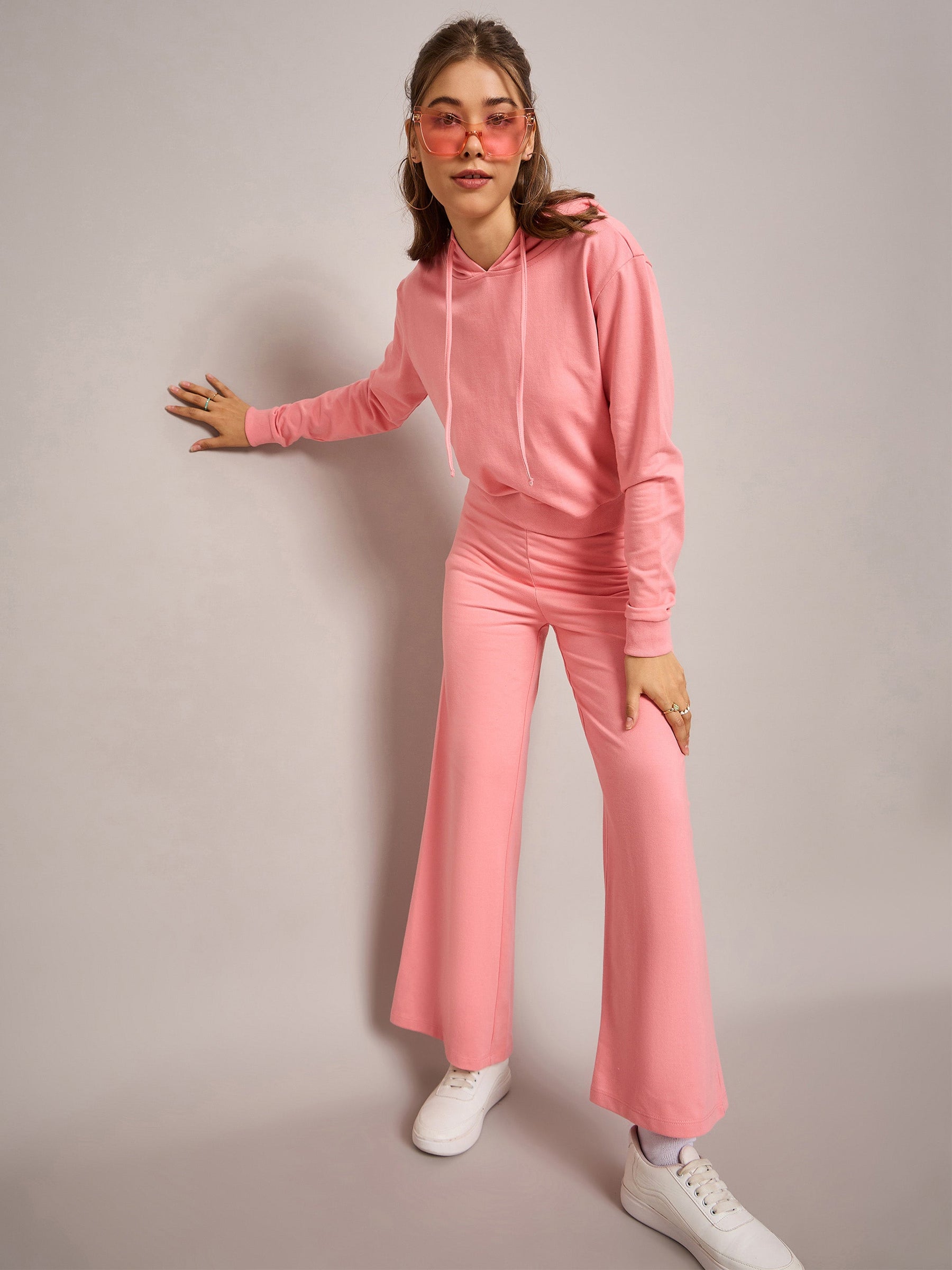 Pink Terry Regular Hoodie With Terry Pants-SASSAFRAS BASICS