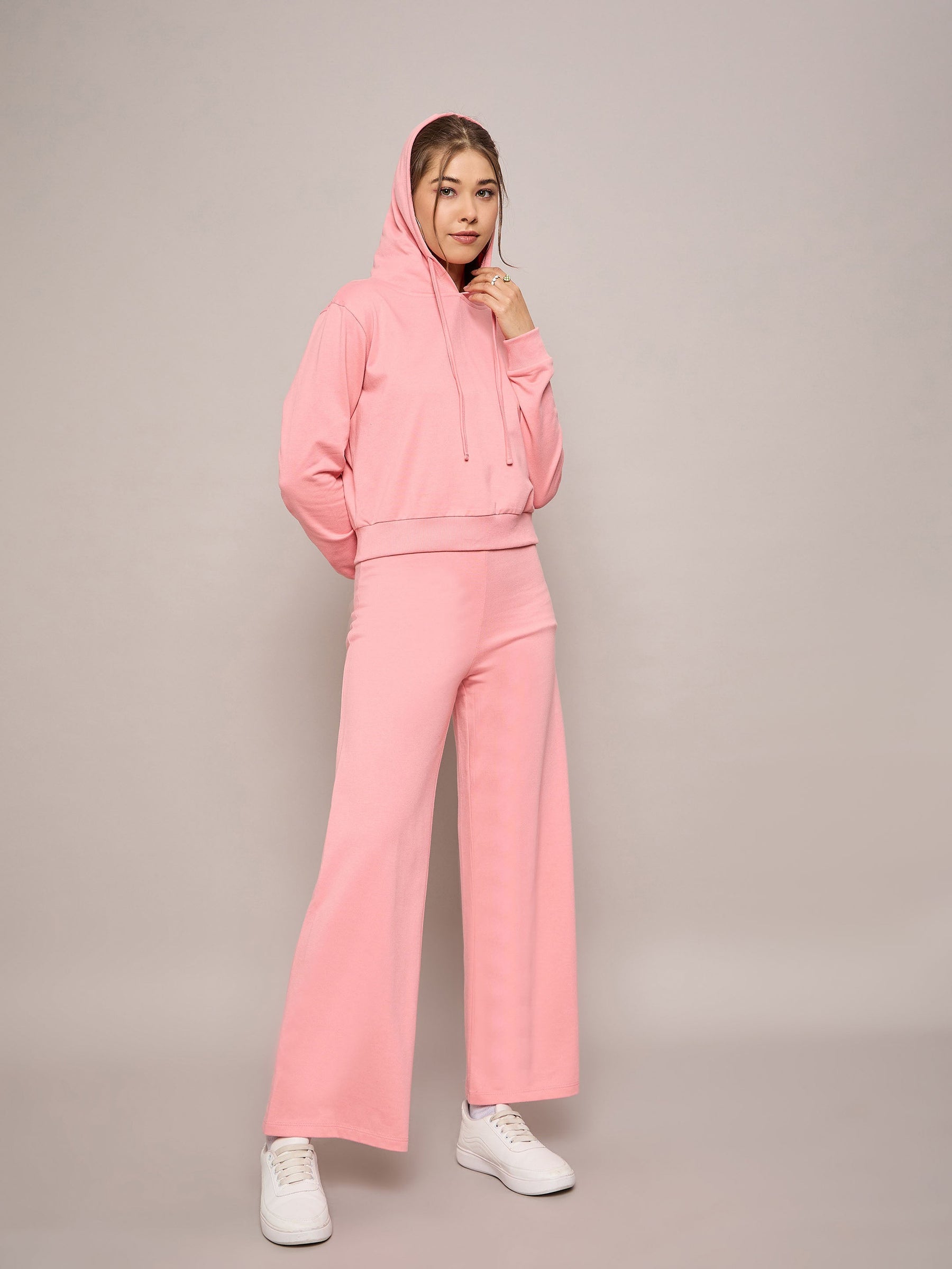 Pink Terry Regular Hoodie With Terry Pants-SASSAFRAS BASICS