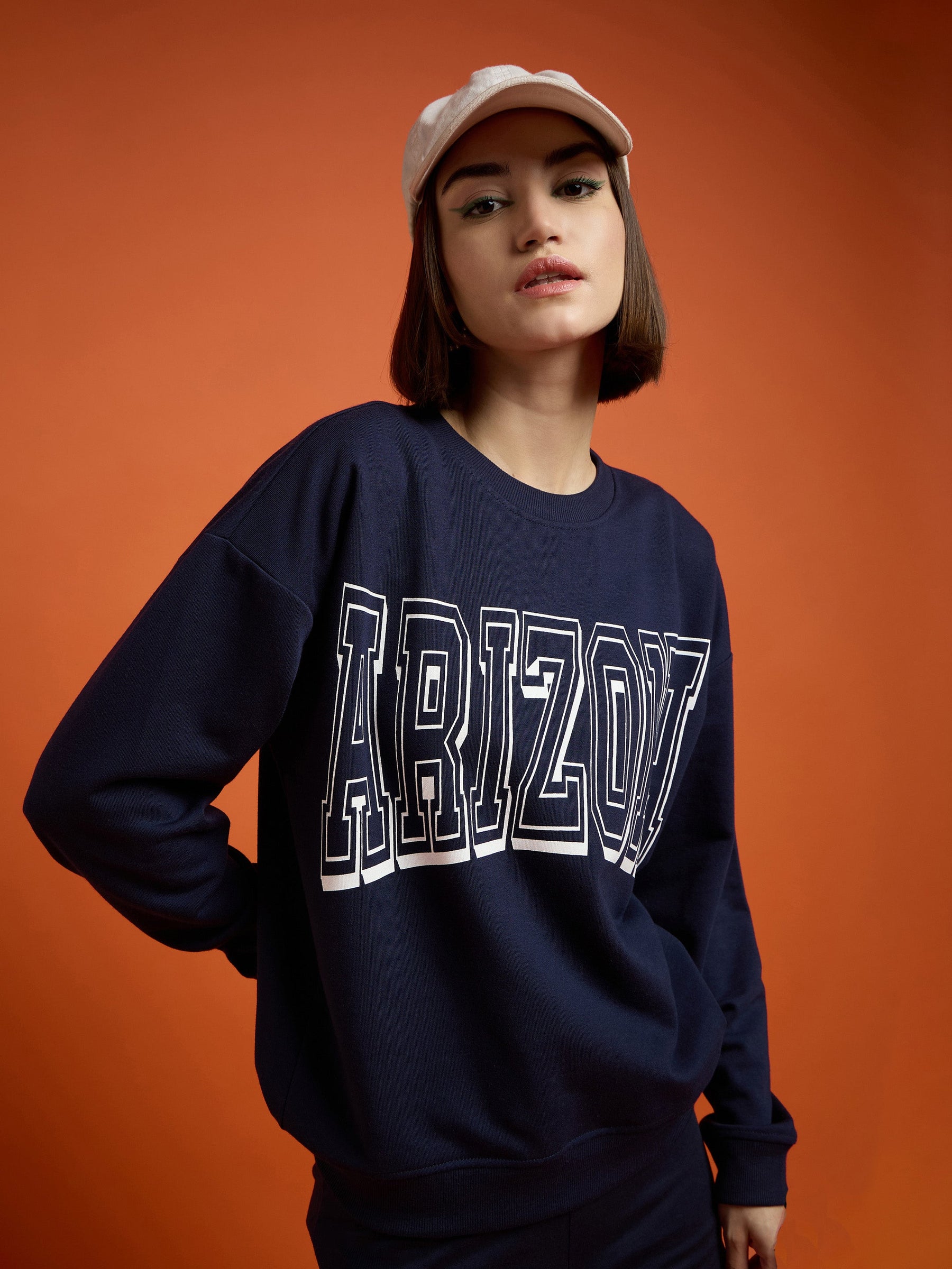 Navy Blue Terry ARIZONA Sweatshirt-SASSAFRAS