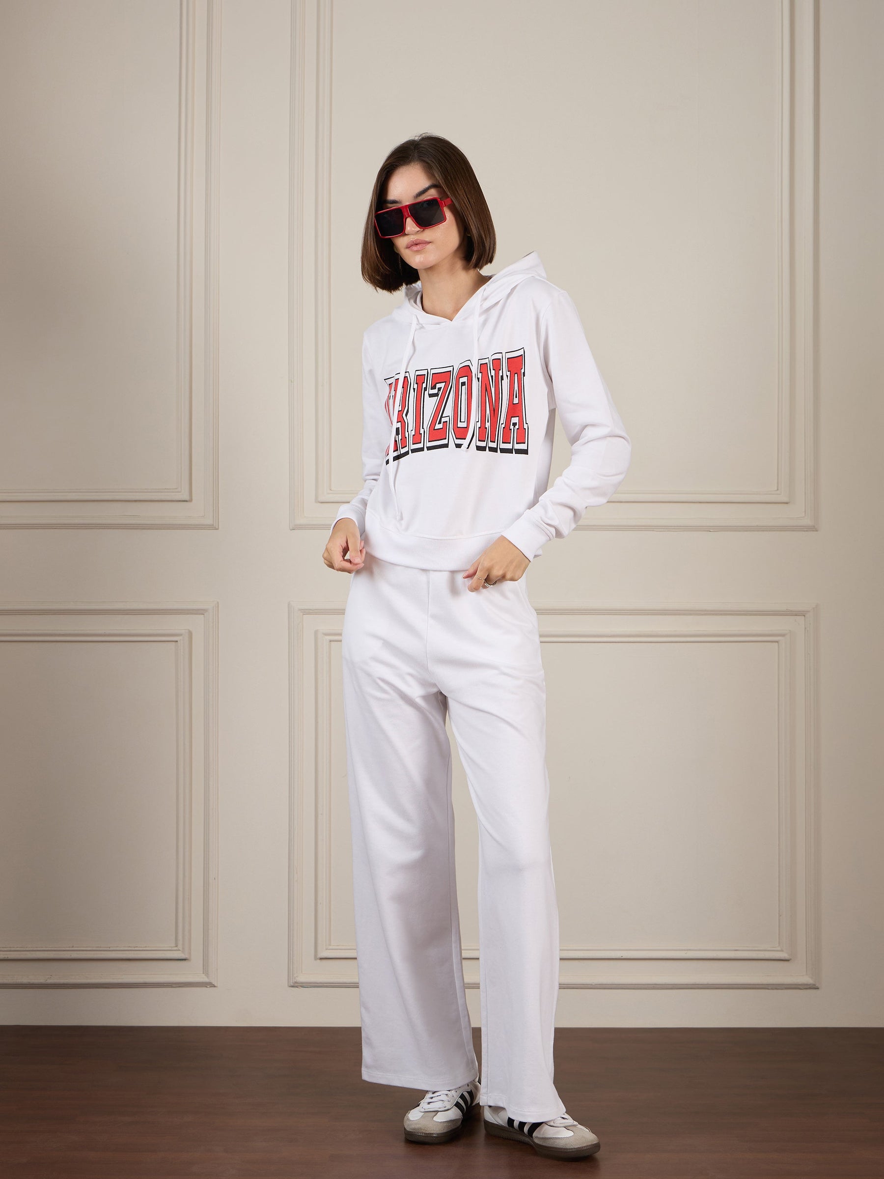 White Terry ARIZONA Crop Hoodie-SASSAFRAS