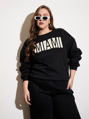 Black Fleece MIAMI Emb Sweatshirt-SASSAFRAS Curve